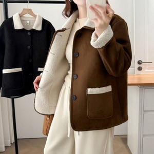 羊羔毛反領韓系保暖外套 獨具衣格 C0107