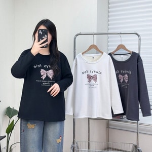 超可愛豹紋蝴蝶結內刷毛長袖上衣 獨具衣格 C0110