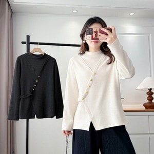 半高領微刷絨假兩件氣質款上衣 獨具衣格 C0111