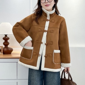 高領保暖羊羔毛麂皮外套 獨具衣格 C0113