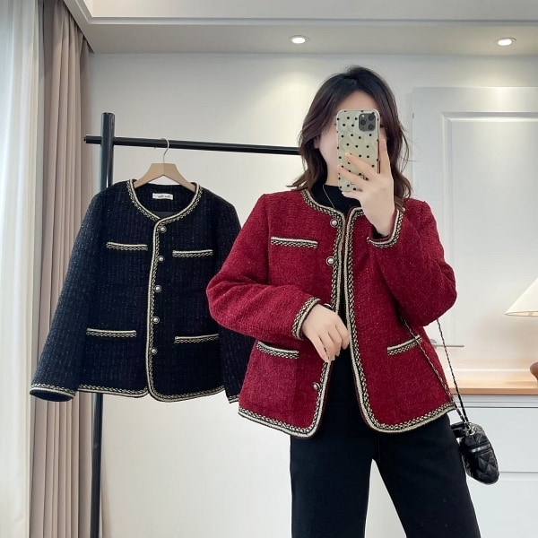 小香風內鋪棉金色滾邊外套 獨具衣格 C0118