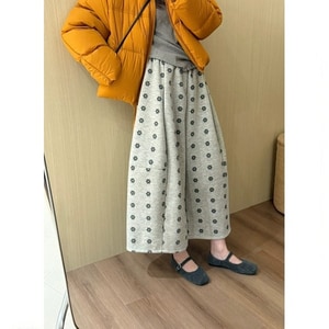 內刷毛花朵印花寬褲 獨具衣格 C0122