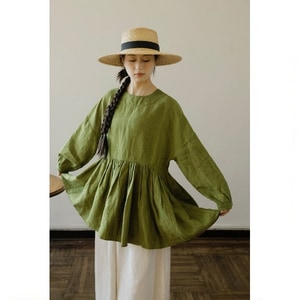 棉麻日系下擺澎澎顯瘦上衣 獨具衣格 C0128