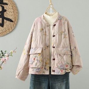 復古玫瑰花印花鋪棉外套 獨具衣格 C0130
