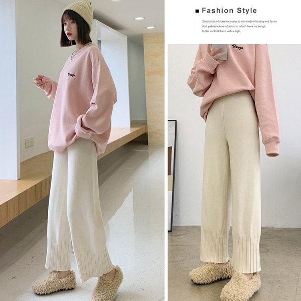 溫柔系針織直筒長褲(L-5L) 獨具衣格 C0142