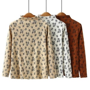 超美小碎花親膚微刷絨內搭長袖上衣 獨具衣格 C0154