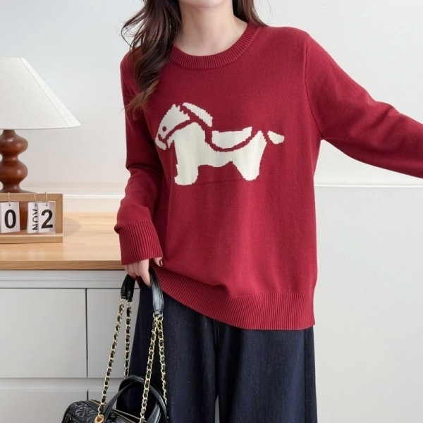 可愛小馬針織緹花針織毛衣上衣 獨具衣格 C0160