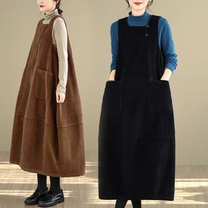 燈心絨方領顯瘦又可愛背心洋裝 獨具衣格 C0188