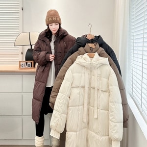 鋪棉格子壓紋連帽長版麵包保暖外套 獨具衣格 C0204