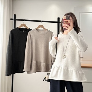 顯瘦下擺荷葉邊長袖上衣 獨具衣格 C0207