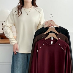 肩部釘珠內刷毛保暖內搭長袖上衣 獨具衣格 C0215