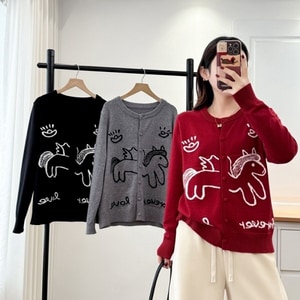 小馬緹花針織開襟外套上衣 獨具衣格 C0210