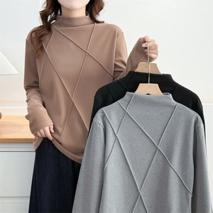 德絨半高領線條設計內搭長袖上衣 獨具衣格 J9922