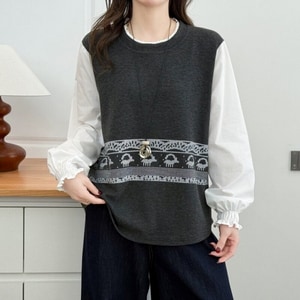 超可愛小刺蝟印花假兩件長袖上衣 獨具衣格 C0263