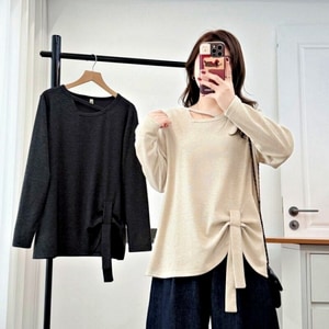 設計款下擺蝴蝶結長袖T上衣 獨具衣格 C0267