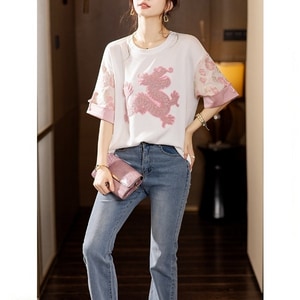 超美中式復古風拼接短袖T桖上衣 獨具衣格 C0282