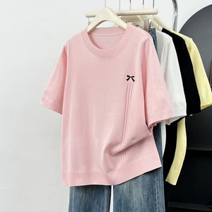 春夏冰絲針織愛心麻花短袖上衣 獨具衣格 C0297