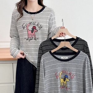 配條狗狗印花長袖T桖上衣 獨具衣格 C0300