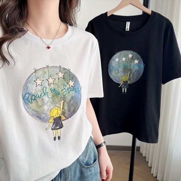 星球女孩印花短袖T桖上衣 獨具衣格 C0304