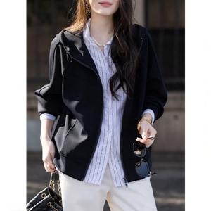 百搭連帽黑色休閒風外套 獨具衣格 C0311