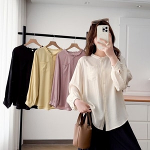 木耳滾邊領襯衫長袖上衣罩衫 獨具衣格 C0317