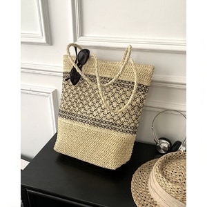 手工編織輕便肩背包度假風草編包 獨具衣格 A0173