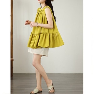 糖果色系寬幅甜美荷葉感背心上衣 獨具衣格 C0418