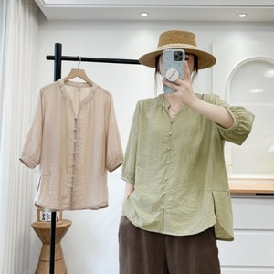 休閒風慵懶小V領七分袖上衣 獨具衣格 C0744
