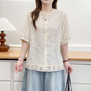 超美法式刺繡短袖上衣 獨具衣格 C0827