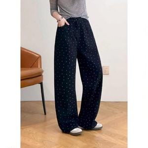 小花花波點牛仔長褲 獨具衣格 C0969