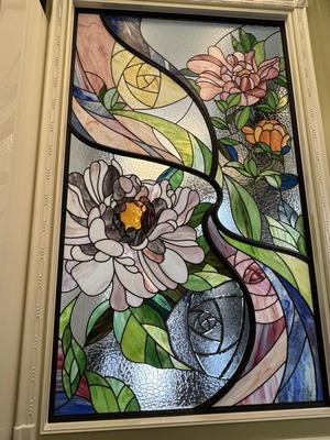 鑲嵌藝術玻璃-富貴牡丹