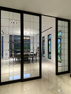 鑲嵌藝術玻璃-現代設計拉門