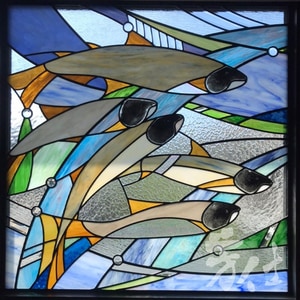 鑲嵌玻璃結合窯燒玻璃-溯光之躍