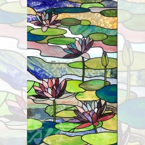 鑲嵌藝術玻璃-蓮與荷的晨光