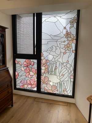 鑲嵌藝術玻璃-抹茶山與櫻