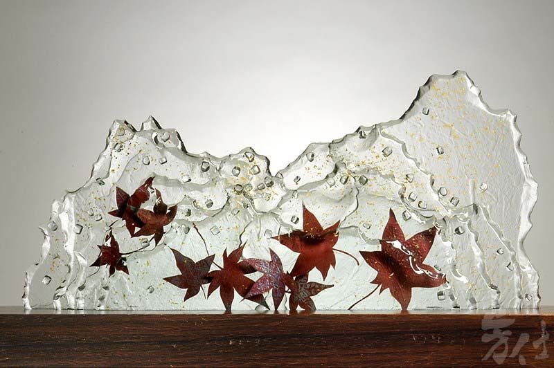 藝術玻璃創作-秋紡紅了楓