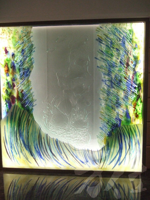 藝術玻璃-窯燒浮雕創作 靜謐深海