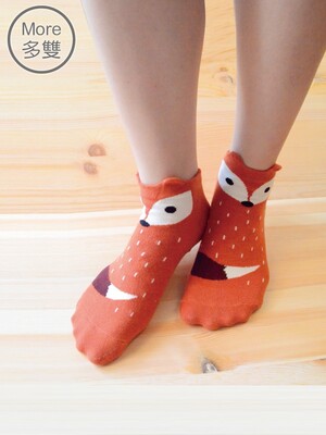 貝柔(6雙)趣味立體止滑童短襪-狐狸