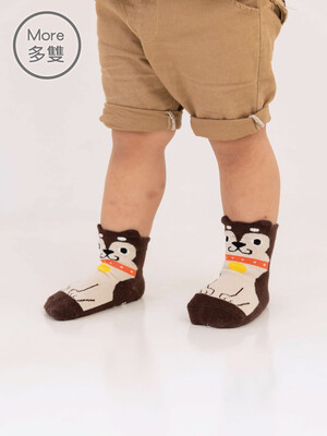 (6雙)趣味立體止滑童短襪-哈士奇