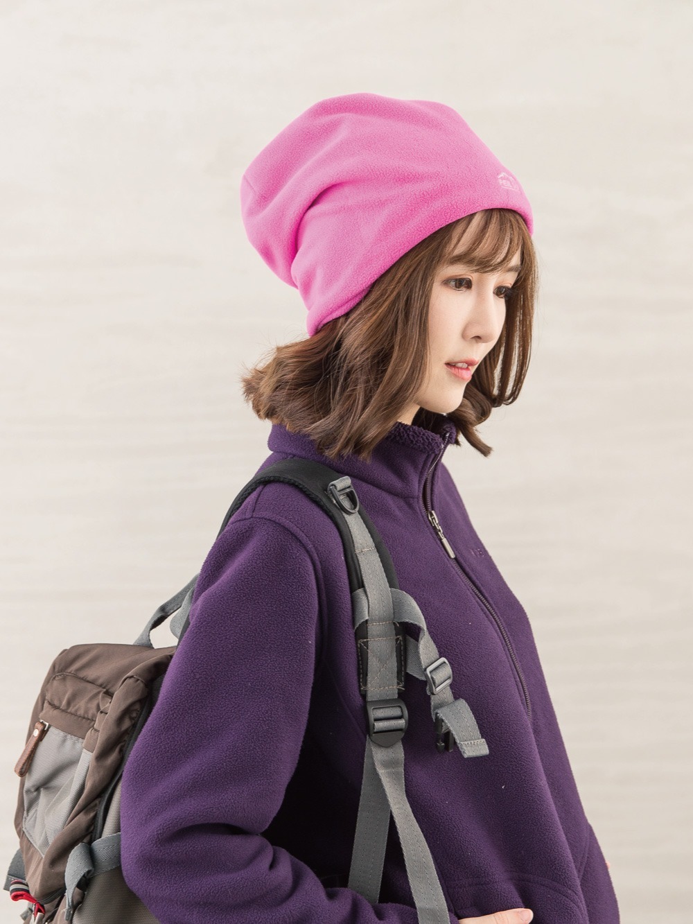 戶外防風保暖絨帽 桃粉 貝柔 全家的好織己 30年產品與市場經驗 專注開發最適合台灣人的機能織品