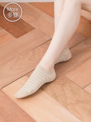 貝柔(6雙)精梳棉船襪-氣質條紋