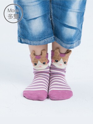 (6雙)趣味立體止滑童短襪-小兔子