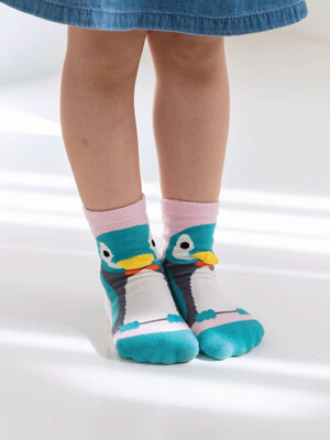 趣味立體止滑童短襪-企鵝