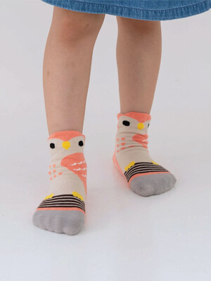趣味立體止滑童短襪-貓頭鷹