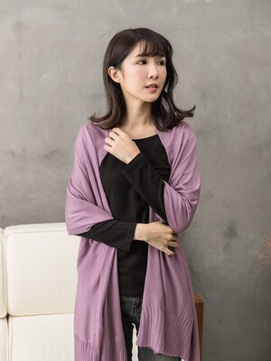 純色多用途針織披肩圍巾-淺紫