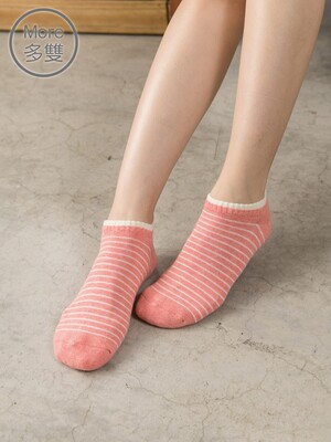 貝柔(6雙)萊卡麻花氣墊船襪-條紋