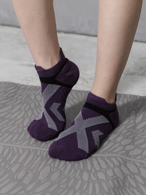 貝柔足弓交叉防磨加壓護足氣墊船襪-深紫(M)