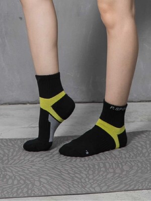 貝柔足弓加壓護足氣墊短襪-黃色(M)
