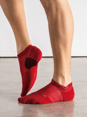 貝柔足弓加壓護足氣墊船襪-紅色(L)