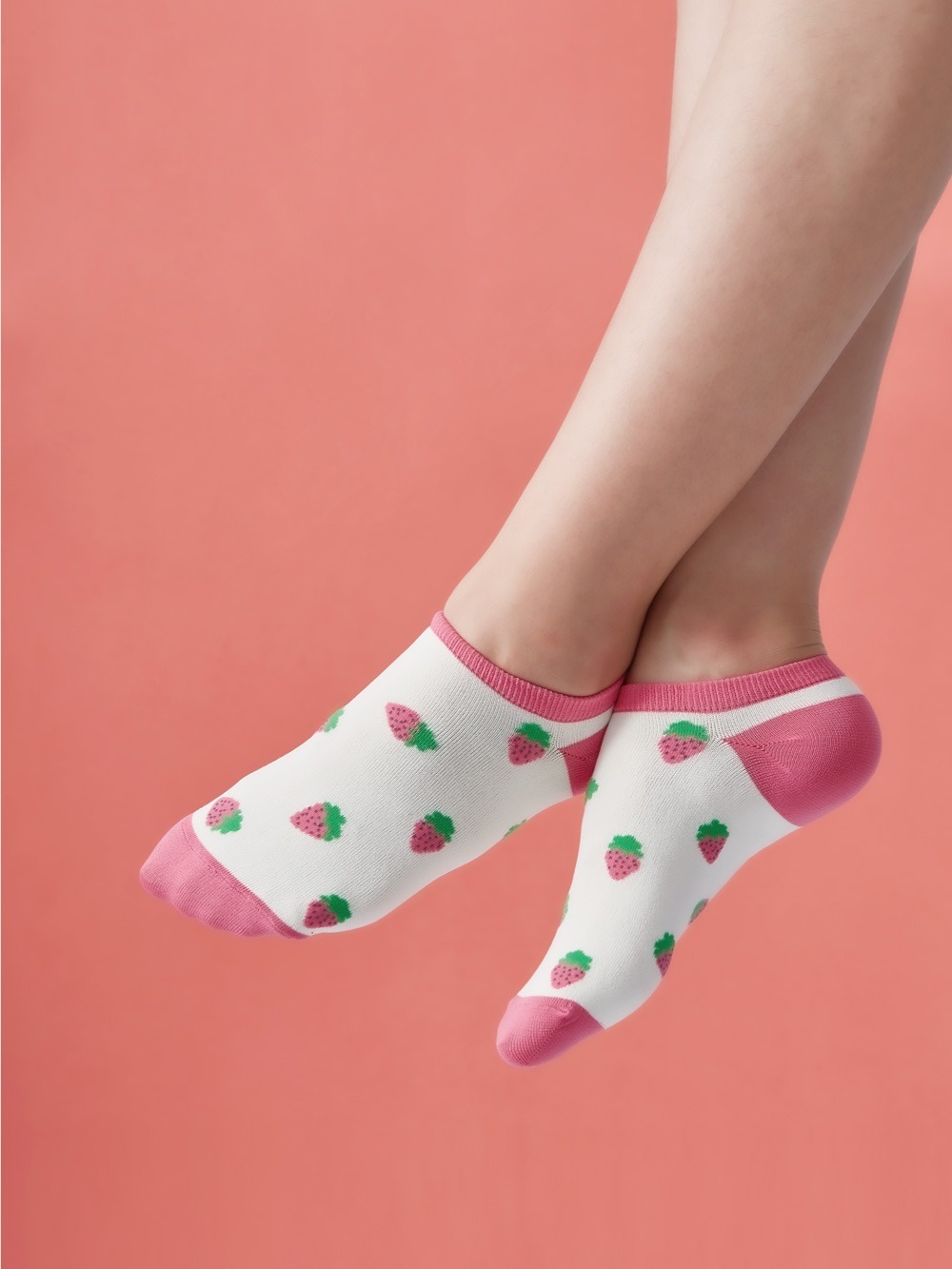 貝柔涼感夏日少女船襪-草莓